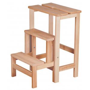 Tabouret  escabeau en hêtre vernis