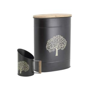 Tabouret et seau à pellets avec pelle arbre métal noir arbr…
