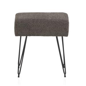 Tabouret gris rembourré avec pieds en métal noir