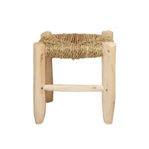 Tabouret marocain bois de laurier osier/bois naturel 20 x 20