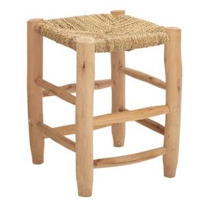 Tabouret marocain bois de laurier osier/bois naturel 40 cm