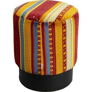 Tabouret patchwork en polyester jaune et rouge