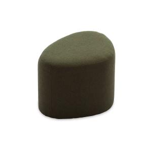 Tabouret, pouf galet en tissu couleur kaki foncé