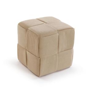 Tabouret pouf rectangulaire en coton blanc