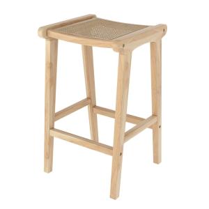 Tabouret pour îlot central 65 cm en teck et cannage
