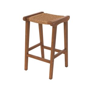 Tabouret pour îlot central 66 cm en teck vernis et tissage…