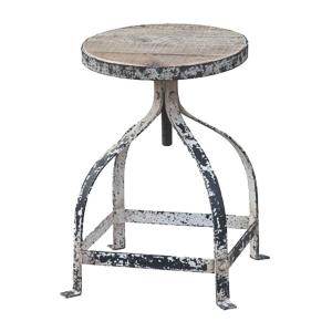 Tabouret réglable en hauteur en métal gris vielli - H65 cm