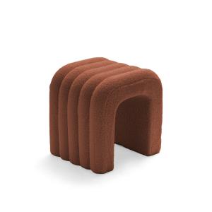 Tabouret rembourré en tissu bouclette - Rouille