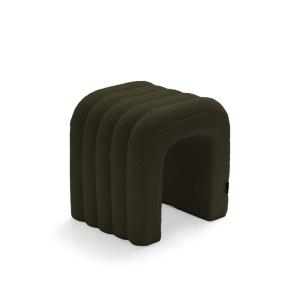 Tabouret rembourré en tissu bouclette - Vert kaki