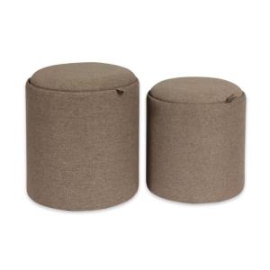 Tabouret repose-pieds (lot de 2) en coton et bois marron