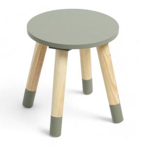 Tabouret rond en bois  24x27 cm Sauge