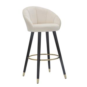 Tabouret rond en tissu beige avec dossier 55x56x104  cm