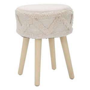 Tabouret rond en tissu beige Ø 32x41  cm