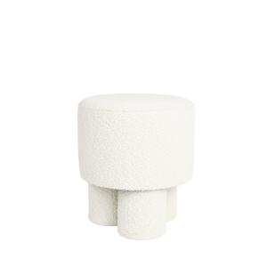 Tabouret rond en tissu bouclette ø40cm - Blanc