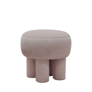 Tabouret rond en tissu bouclette ø43cm - Beige rosé