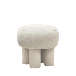 Tabouret rond en tissu bouclette ø43cm - Crème