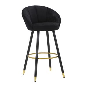 Tabouret rond en tissu noir avec dossier 55x56x104  cm