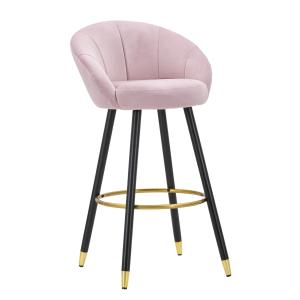 Tabouret rond en tissu rose avec dossier 55x56x104  cm