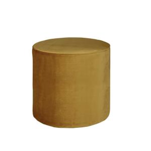 Tabouret rond en velours jaune ocre