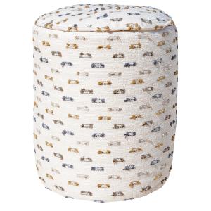 Tabouret rond extérieur déhoussable blanc poils multi coule…