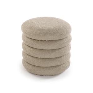Tabouret rond pouf en coton beige