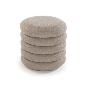 Tabouret rond puff en coton marron