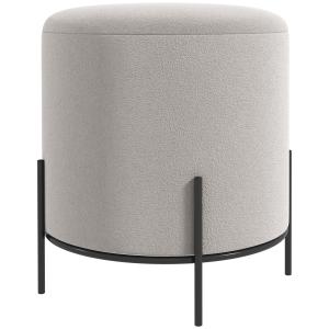 Tabouret rond style contemporain acier noir velours gris cl…