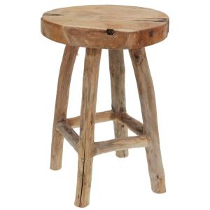 Tabouret rustique rond en teck 30x30x42cm