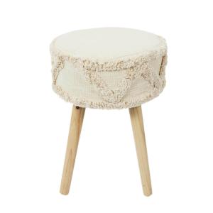 Tabouret  scandinave beige motifs imitation fourrure