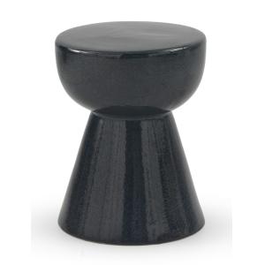 Tabouret / table d'appoint en céramique bleu foncé