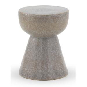 Tabouret / table d'appoint en céramique gris clair