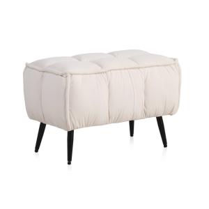 Tabouret tapissé en tissu velours beige avec pieds en métal…