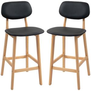 Tabourets de bar avec dossier synthétique et bois noir
