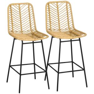 Tabourets de bar avec repose-pieds métal naturel