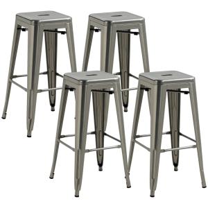 Tabourets de bar empilable métal argent