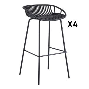 Tabourets de bar en polyéthylène noir - Lot de 4