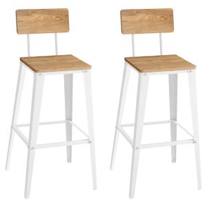 Tabourets de bar industriel lot de 2 en acier blanc nuage