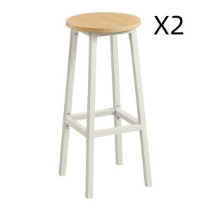 Tabourets de bar lot de 2 siège haut hauteur 74 cm doré chê…