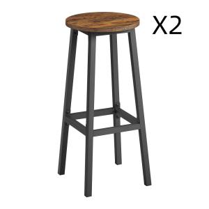 Tabourets de bar lot de 2 siège haut hauteur 74 cm marron e…