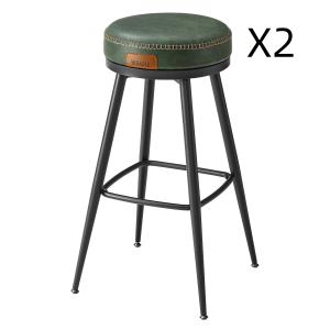 Tabourets de bar lot de 2 siège pivotant hauteur 76 cm vert