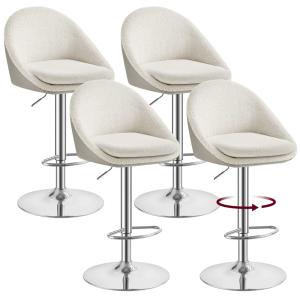 Tabourets de bar lot de 4 réglable pivotant à 360° blanc et…