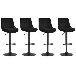 Tabourets de bar lot de 4 velours pivotant à hauteur réglab…