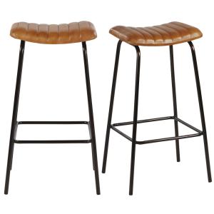 Tabourets de bar professionnels en cuir de chèvre marron (x…