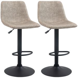 Tabourets de bar réglable revêtement synthétique beige