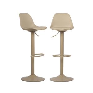 Tabourets de bar réglables simili cuir taupe (lot de 2)