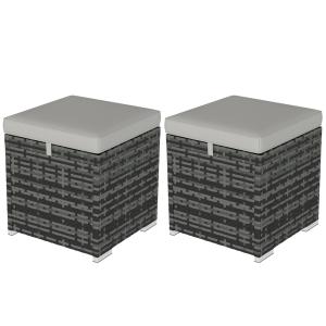 Tabourets de jardin en rotin pe avec rangement gris clair