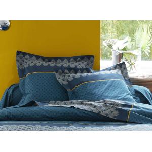Taie d'oreiller  art déco" coton bleu 65 x 65"