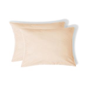 Taie d'oreiller brodée (x2) coton lavé rose 50x70