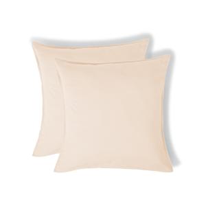 Taie d'oreiller brodée (x2) coton lavé rose 65x65