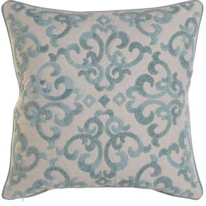 Taie d'oreiller carré brodé bleu 50x50x1cm